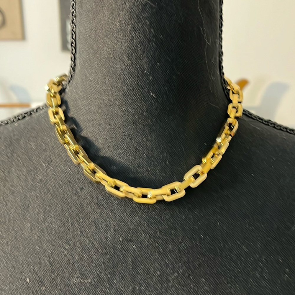 NEW EDDIR BORGO SUPRA LINK NECKLACE FINISHED IN 12 CT GOLD.